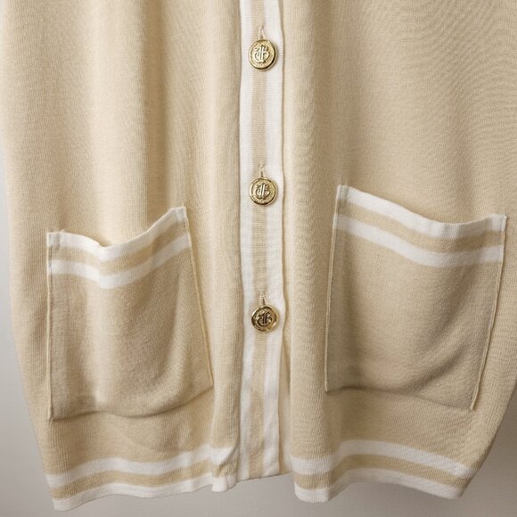 Vintage linen blend knit short set beige/ short sleeve knit cardigan two piece - Picture 8 of 12